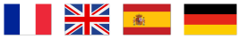 Drapeaux de France, Royaume-Uni, Espagne et Allemagne pour l'apprentissage des langues européennes.